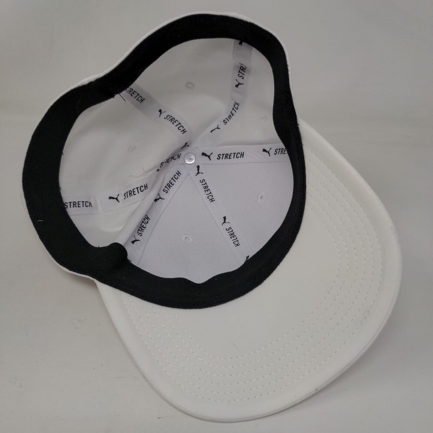 PUMA Stretch Fitted Hat White One Size Solid 6 Panel Vent Holes