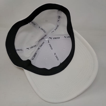 PUMA Stretch Fitted Hat White One Size Solid 6 Panel Vent Holes