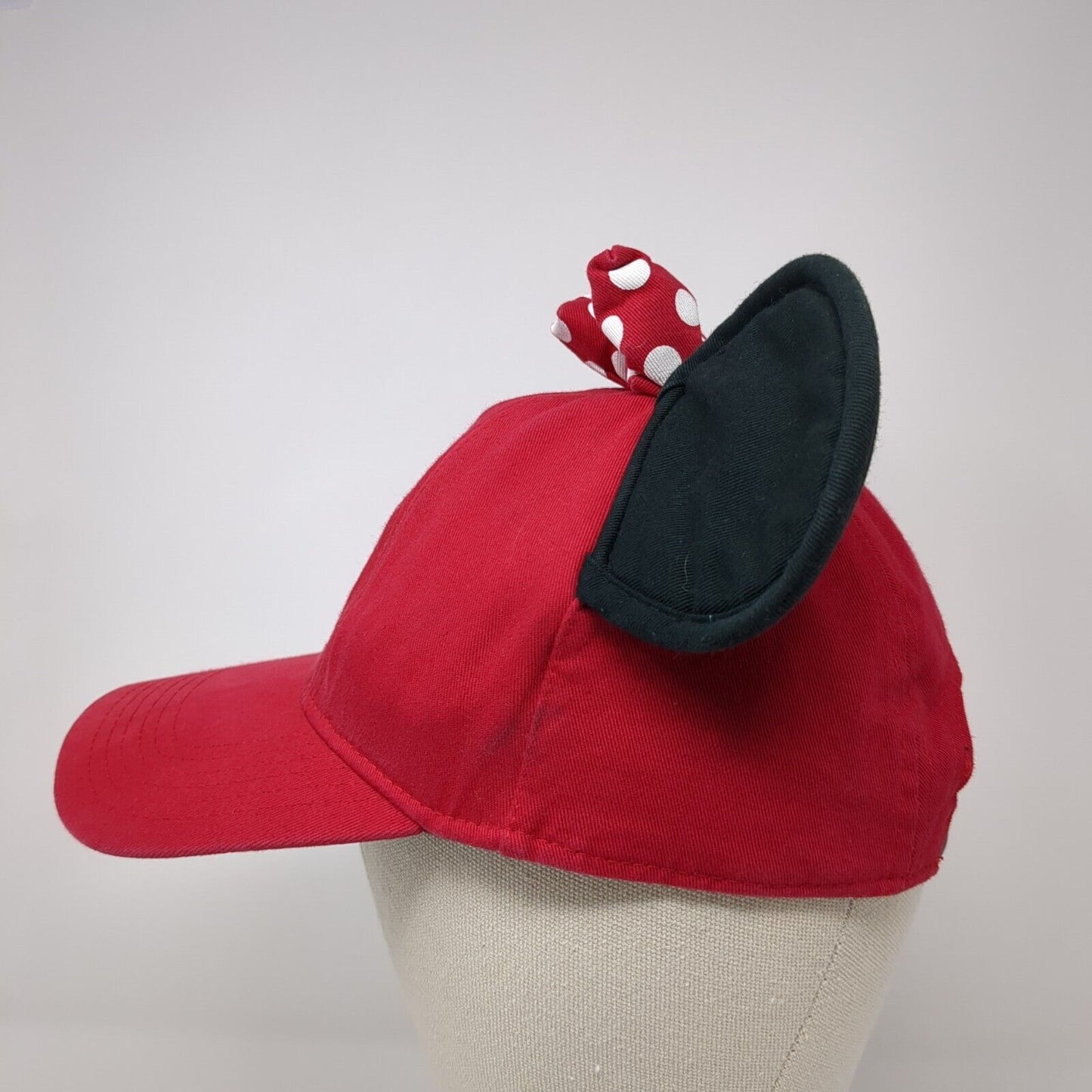 Minnie Mouse Ears Snapback Hat Red One Size Adjustable Embroidered Disney
