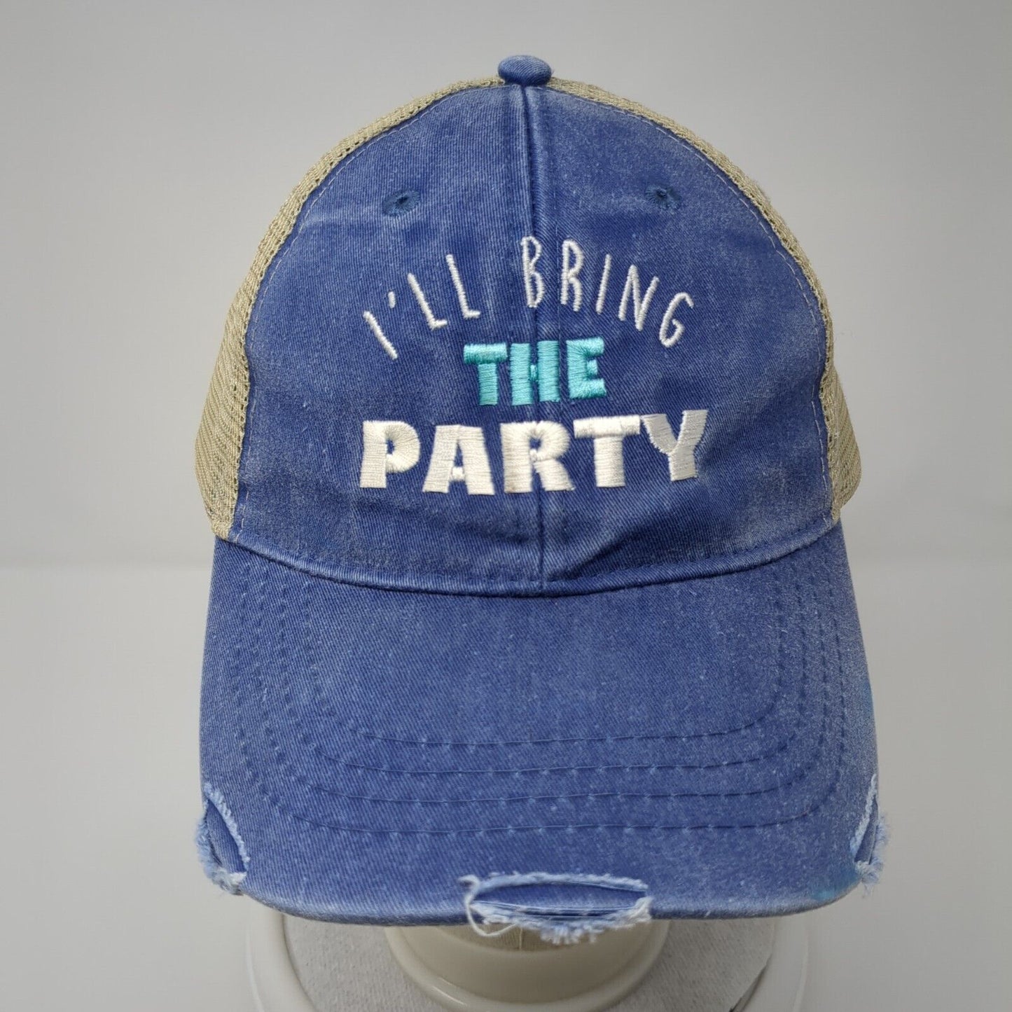 I'll Bring The Party Snapback Trucker Hat Multicolor OS Mesh Back Distressed