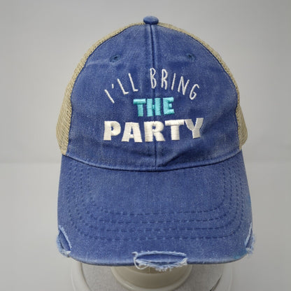I'll Bring The Party Snapback Trucker Hat Multicolor OS Mesh Back Distressed