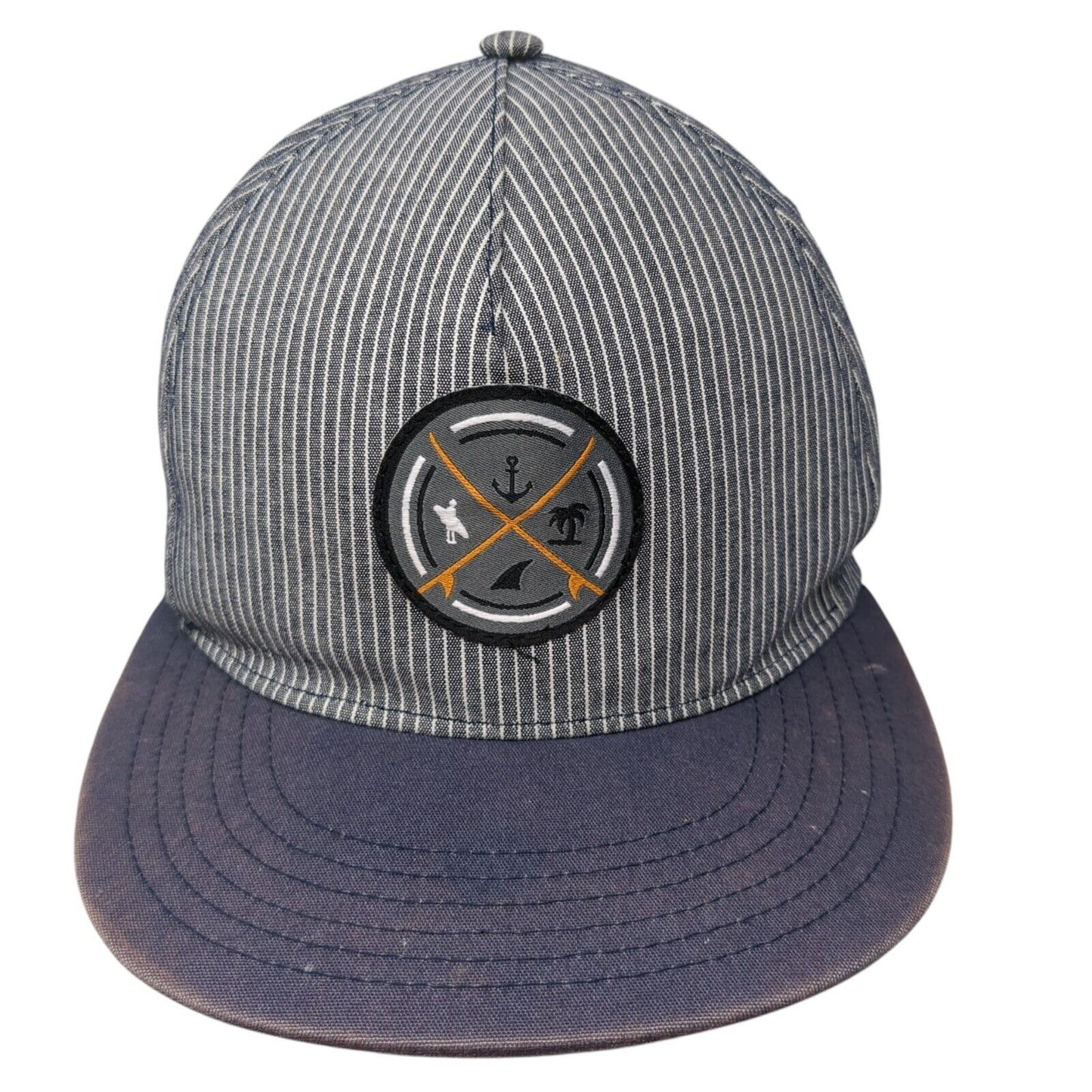 Unbranded Snapback Hat Multi OSFA Pinstripe Anchor Palm Tree Patch
