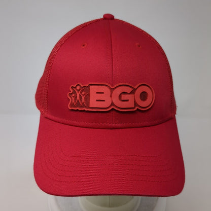 BGO Snapback Trucker Hat Red One Size Adjustable 6 Panel Mesh Back Otto