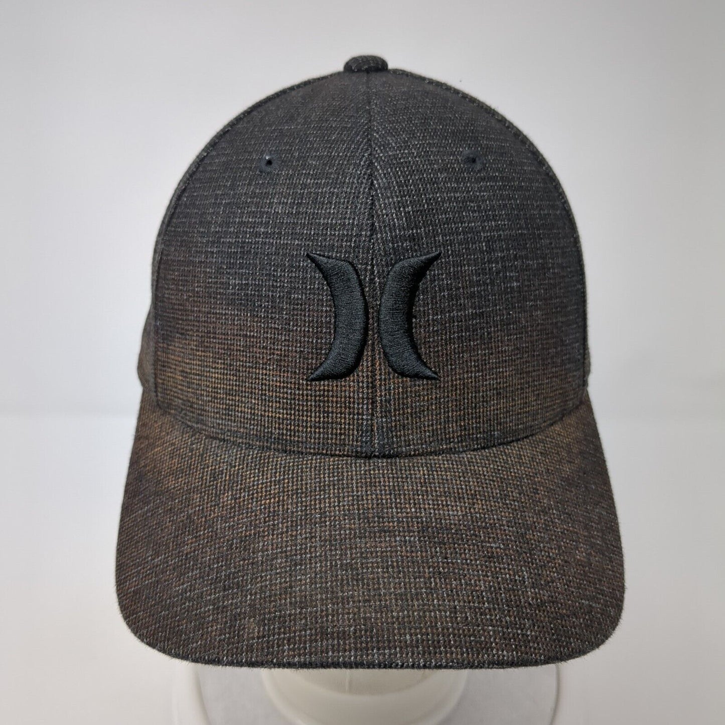 Hurley Fitted Hat Black L/XL Flexfit Embroidered Vented Holes 6 Panel Yupoong