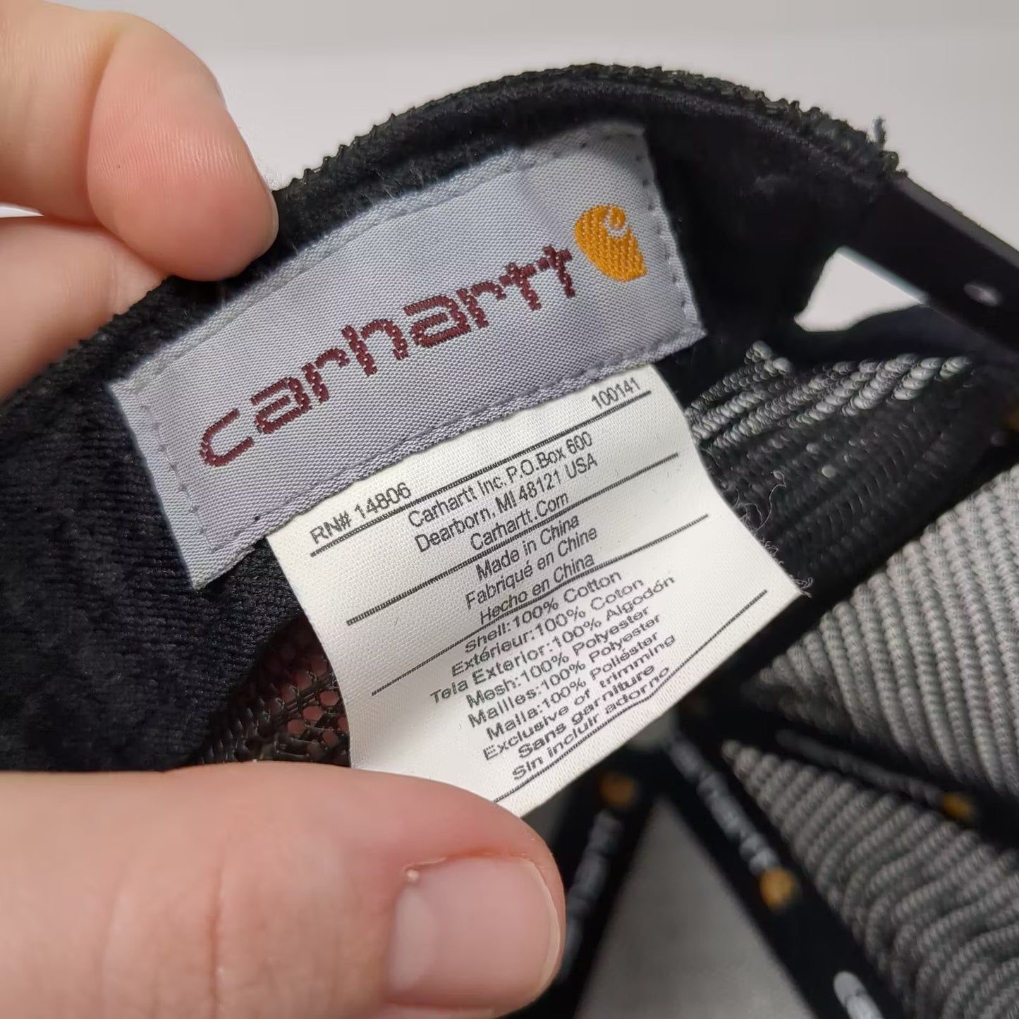Carhartt Gray Trucker Hat One Size Mesh Snapback Workwear Embroidered Patch