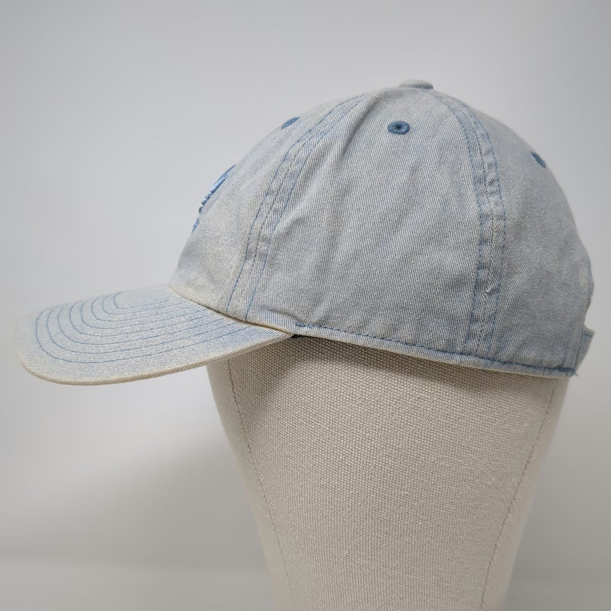 Adidas Baseball Cap Blue One Size Embroidered Trefoil Logo Hat Slideback Denim