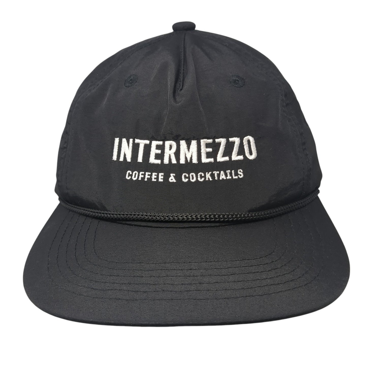 Intermezzo Coffee & Cocktails Snapback Hat Black One Size Adjustable Embroidered