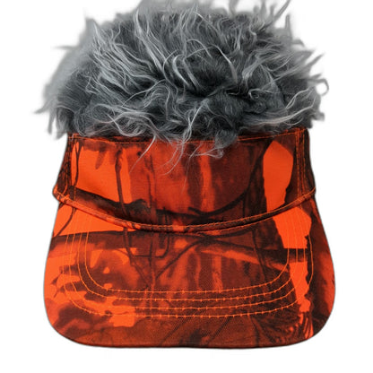 Orange Baseball Cap Camo Faux Hair One Size Novelty Hunting Visor Costume Hat