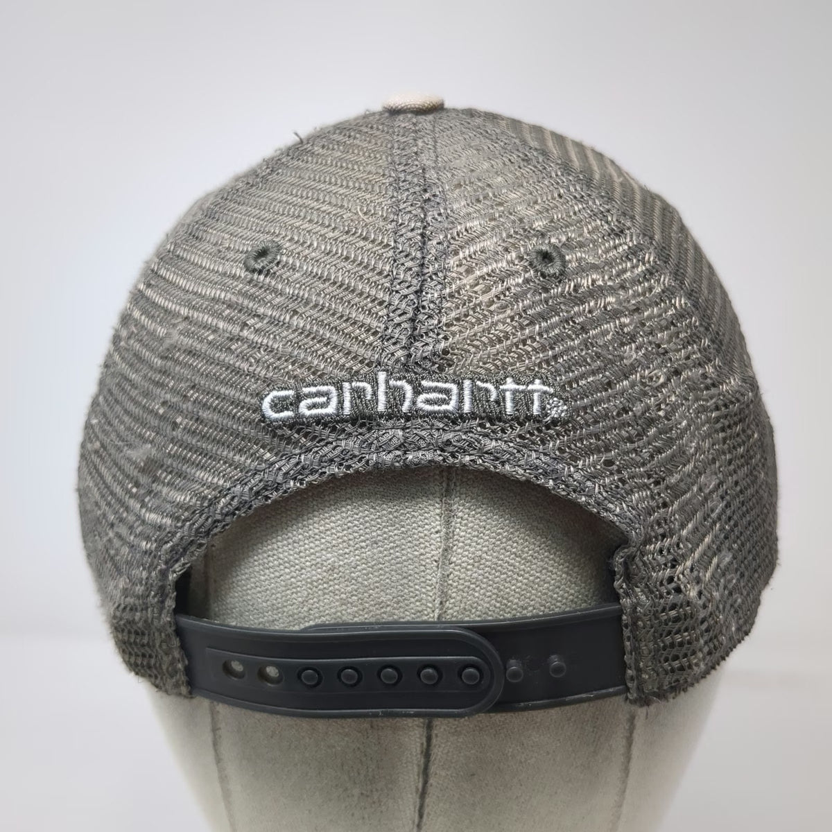 Carhartt Trucker Hat Gray One Size Mesh Back Canvas Patch Snapback Workwear Logo