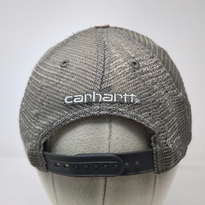 Carhartt Trucker Hat Gray One Size Mesh Back Canvas Patch Snapback Workwear Logo