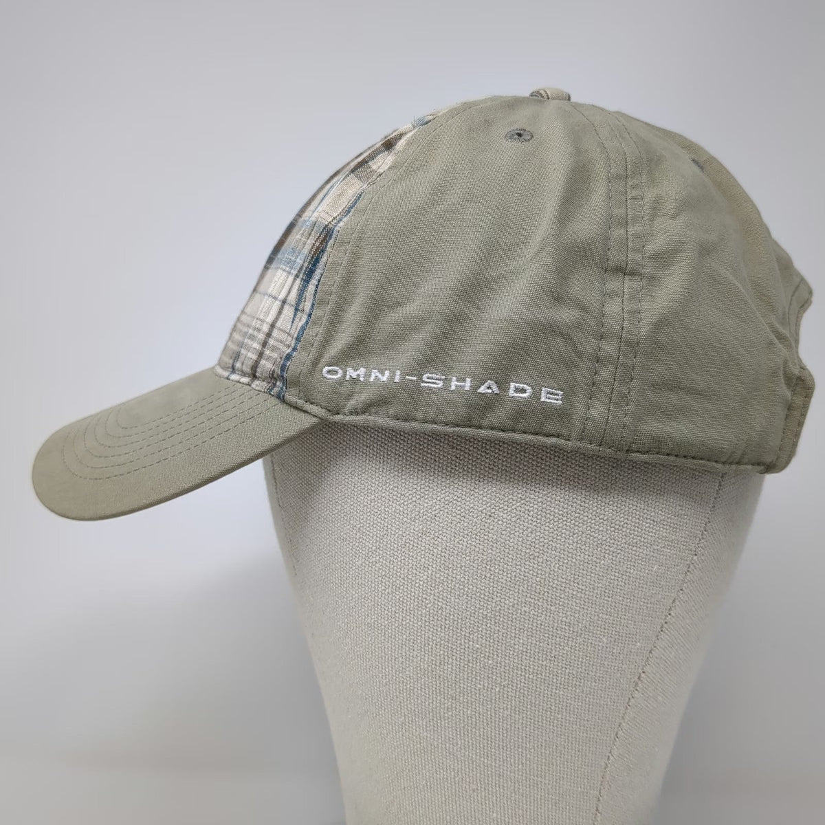 Columbia Baseball Cap Green One Size Omni-Shade Plaid Patch Slideback Hat