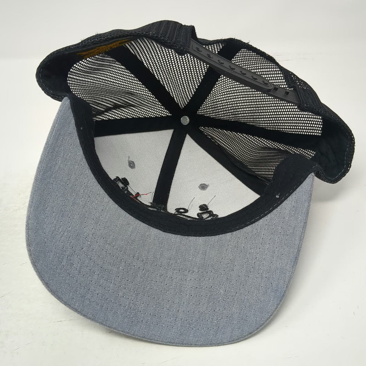 Yupoong Trucker Hat Gray Black One Size Mesh Back Snapback Somis Koi Fish Logo