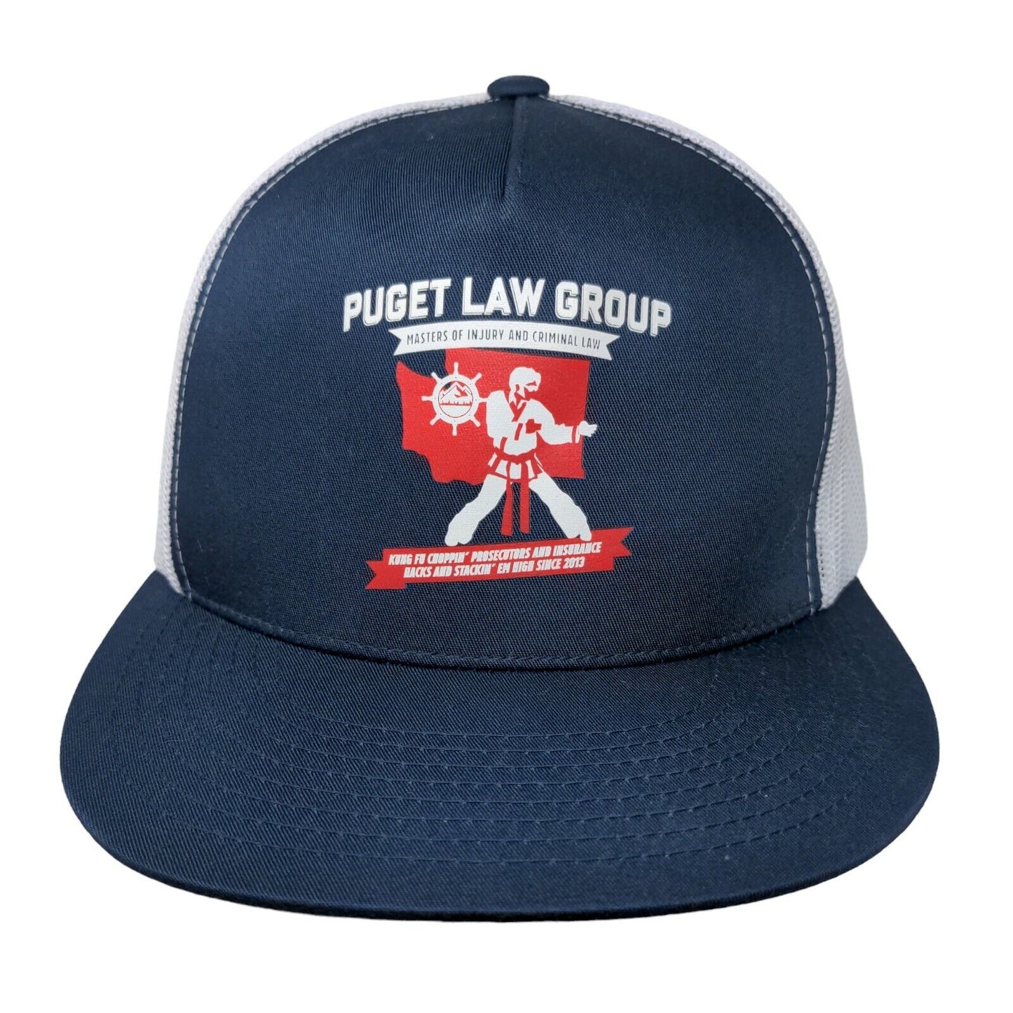 Puget Law Group Snapback Mesh Back Trucker Hat Blue One Size Colorblock