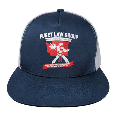Puget Law Group Snapback Mesh Back Trucker Hat Blue One Size Colorblock