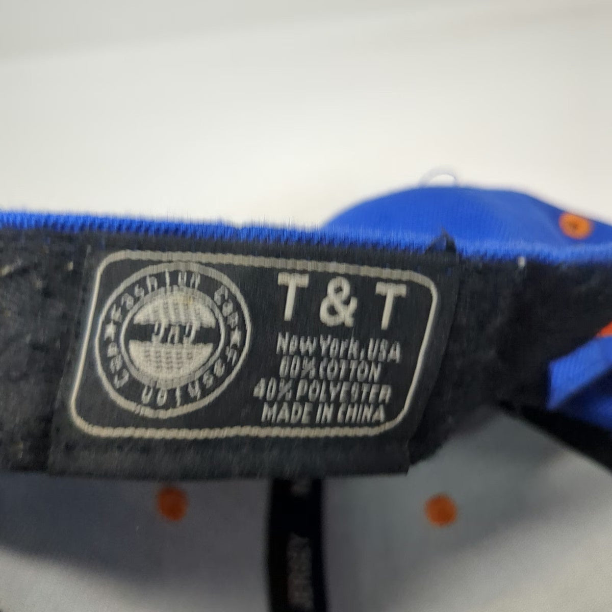 T&T Snapback Blue Orange One Size Hat New Jersey 3D Embroidery Under Brim Logo