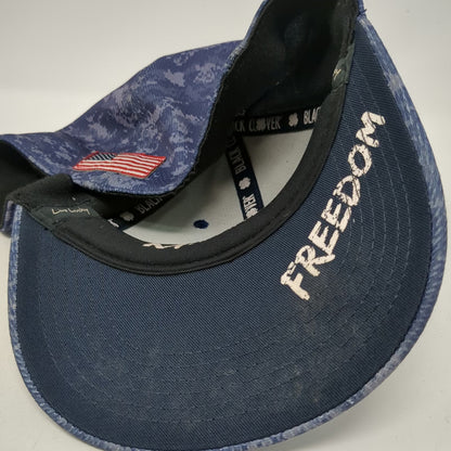 Black Clover Baseball Cap Blue XL Digital Camo Memory Fit USA Live Lucky Hat