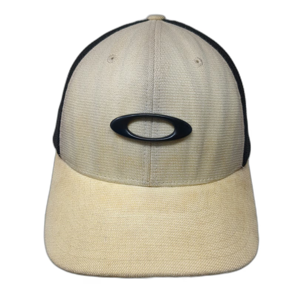 Oakley Baseball Cap Beige M Fitted Mesh Back Stretch Breathable Logo Shield Hat