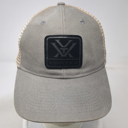 Vortex Trucker Hat Gray One Size Mesh Back Snapback Rubber Logo Patch Adjustable