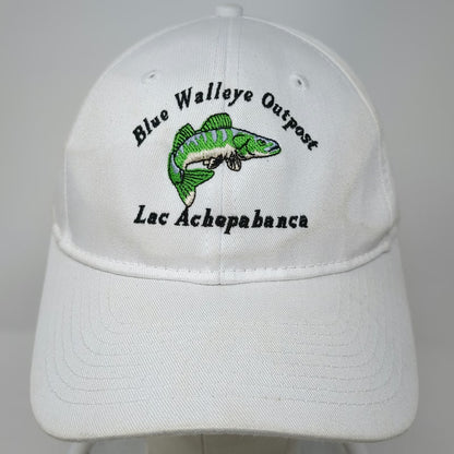 LogoUp Baseball Cap White One Size Blue Walleye Outpost Lac Achepabanca Fish Hat
