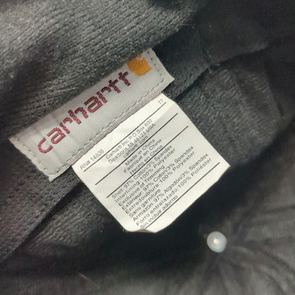 Carhartt Baseball Cap Black XL Fitted Ear Flaps Leather Patch Work Outdoor Hat