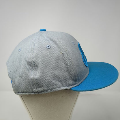 Nike Snapback Gray Blue One Size Hat 3D Swoosh Logo Two Tone Wool Flat Brim
