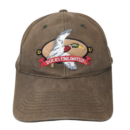 Ducks Unlimited Slideback Baseball Cap Brown One Size Adjustable Signatures