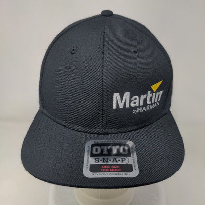 Martin by Harman Snapback Hat Black OSFM Adjustable Vented Holes 6 Panel Otto