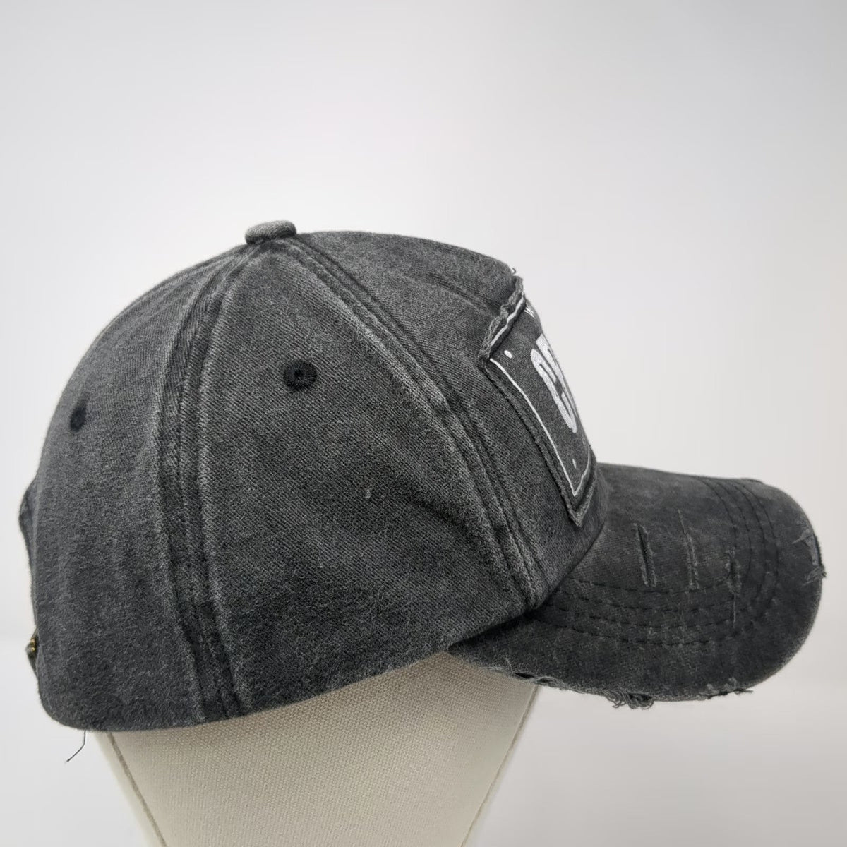 Dolphin Club 5 Panel Gray One Size Hat Croatia Patch Frayed Slideback Cotton