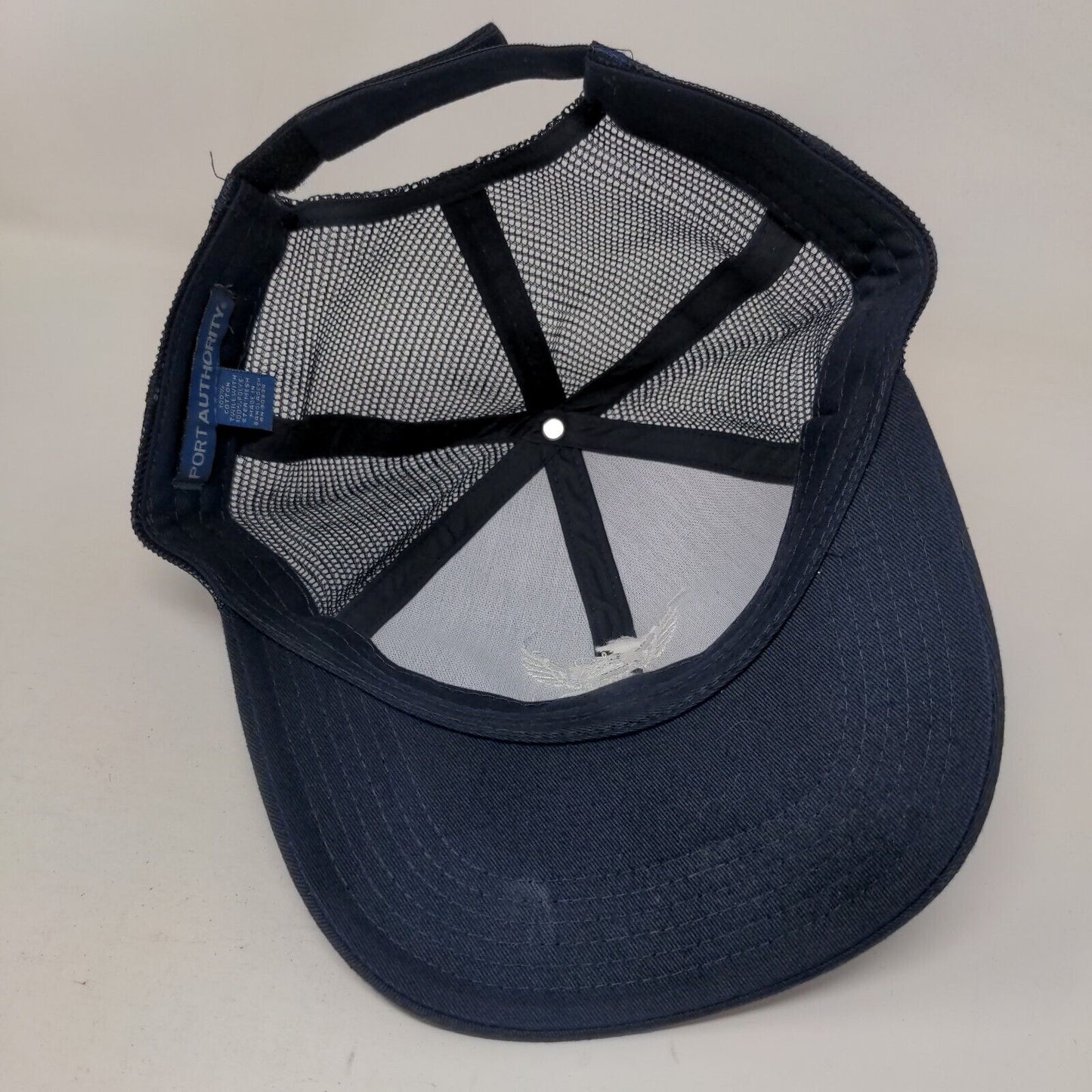 US Navy Veteran Eagle Strapback Trucker Hat Blue One Size Embroidered Mesh Back