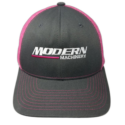 Richardson Trucker Hat Gray Pink One Size Modern Machinery Logo Mesh Snapback