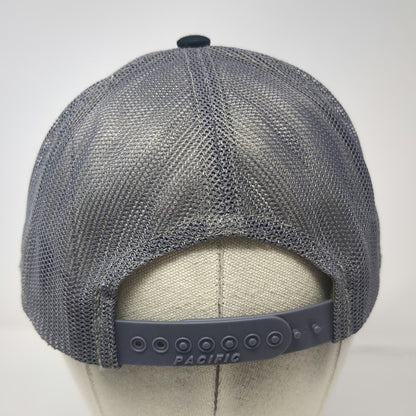 Pacific Headwear Trucker Hat Black One Size Snapback Mesh Leather Patch Logo