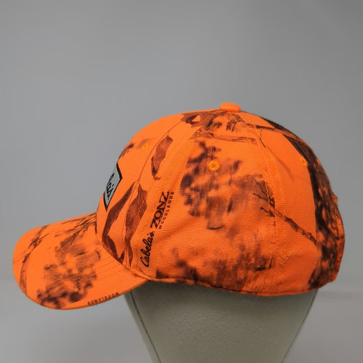 Cabela's Baseball Cap Orange One Size Camo Zonz Woodlands Strapback Hunting Hat