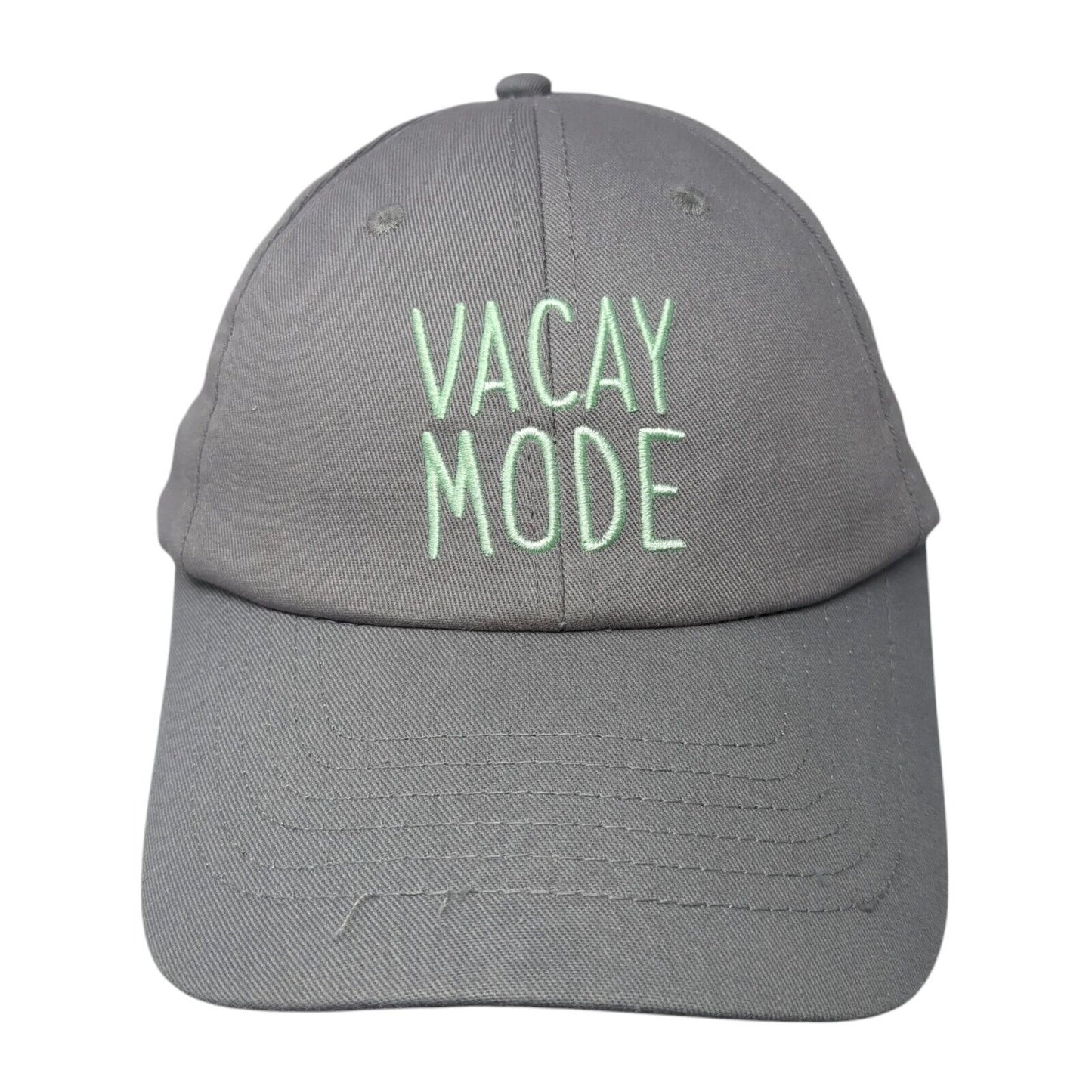 Vacay Mode Strapback Hat Gray One Size Adjustable Embroidered 6 Panel Cotton