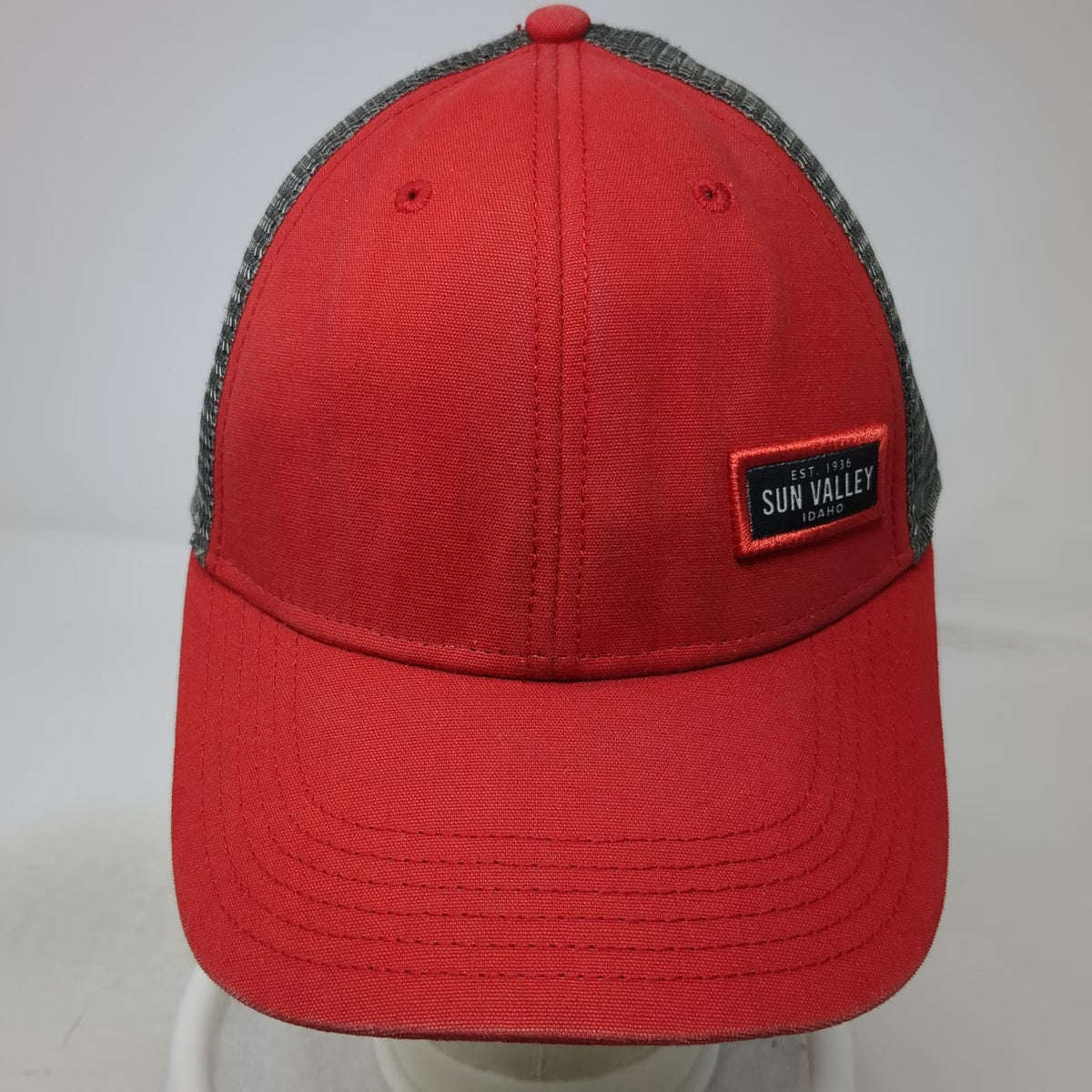 Legacy Trucker Hat Red OSFM Sun Valley Idaho Patch Mesh Back Snapback Adjustable