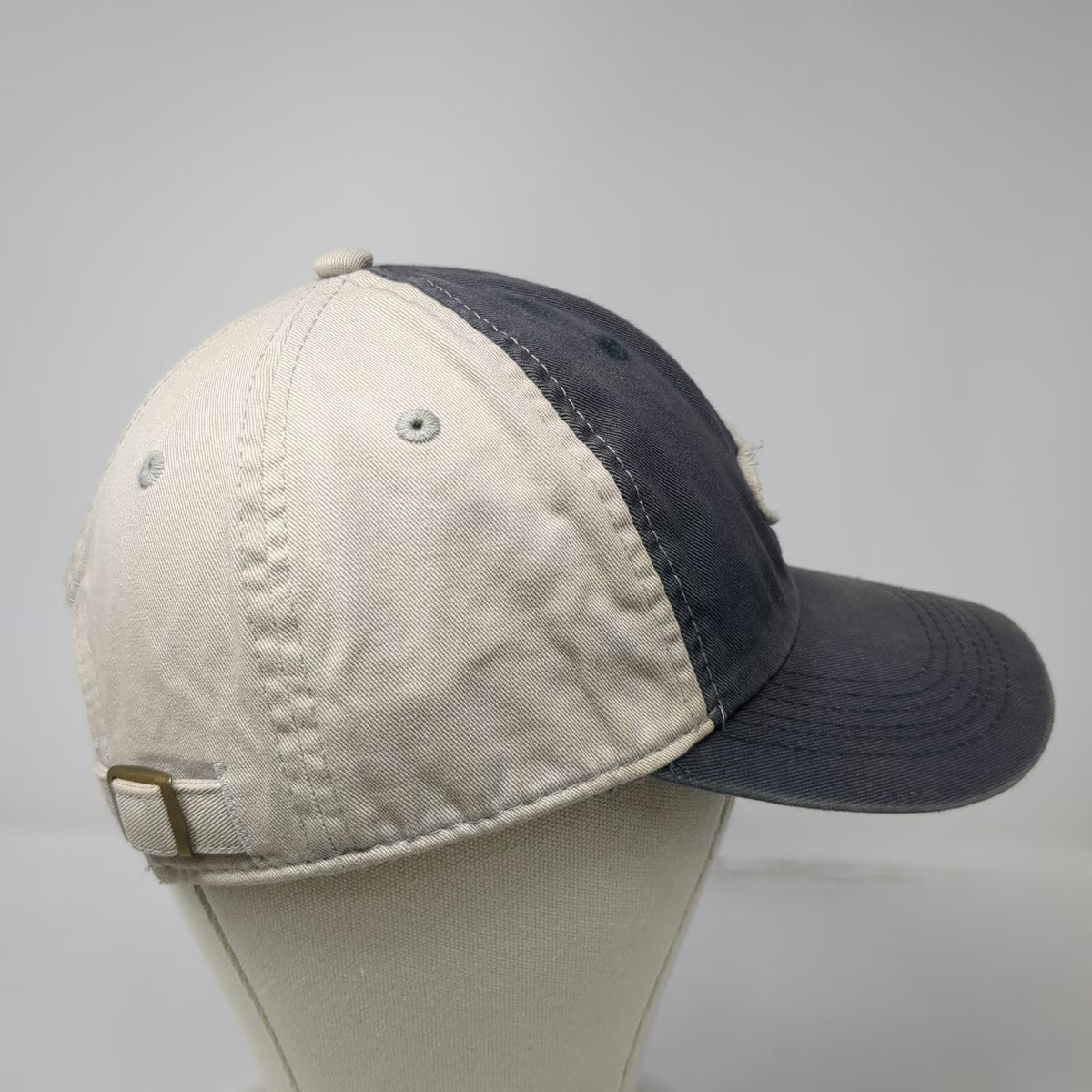 Life is Good Baseball Cap Gray Beige One Size Slideback Frayed Patch Logo Hat