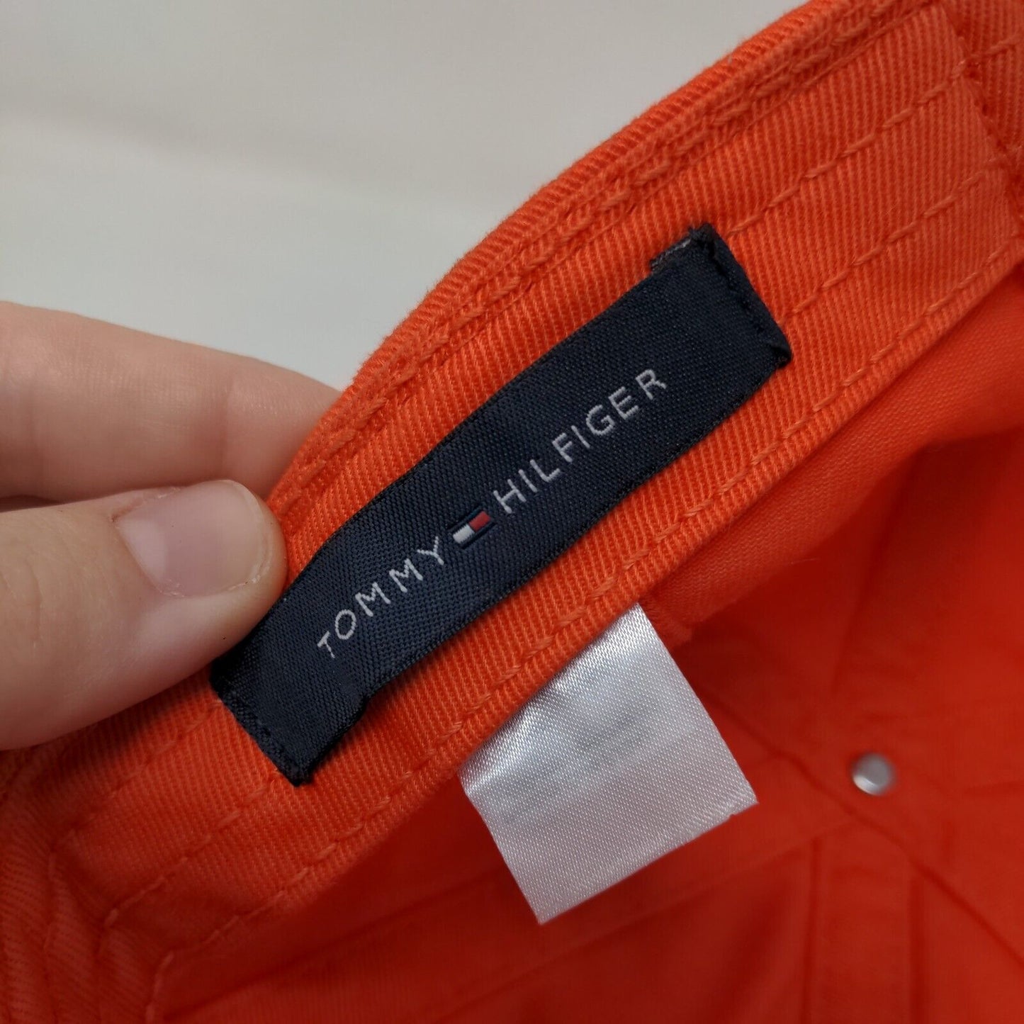 Tommy Hilfiger Slideback Hat Orange One Size Adjustable Embroidered 6 Panel