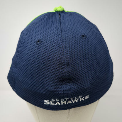 Seattle Seahawks NFL New Era Blue L 39THIRTY Stretch Fit Green White Logo Hat