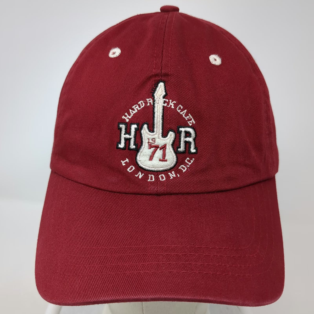 Hard Rock Cafe Baseball Cap Red One Size Embroidered Guitar Logo London DC Hat