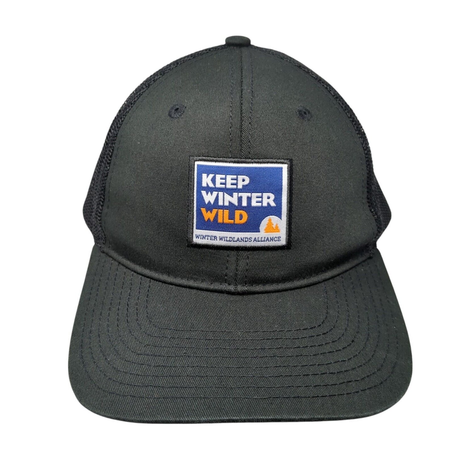 Keep Winter Wild Patch Snapback Trucker Hat Black One Size Mesh Back