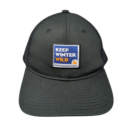 Keep Winter Wild Patch Snapback Trucker Hat Black One Size Mesh Back