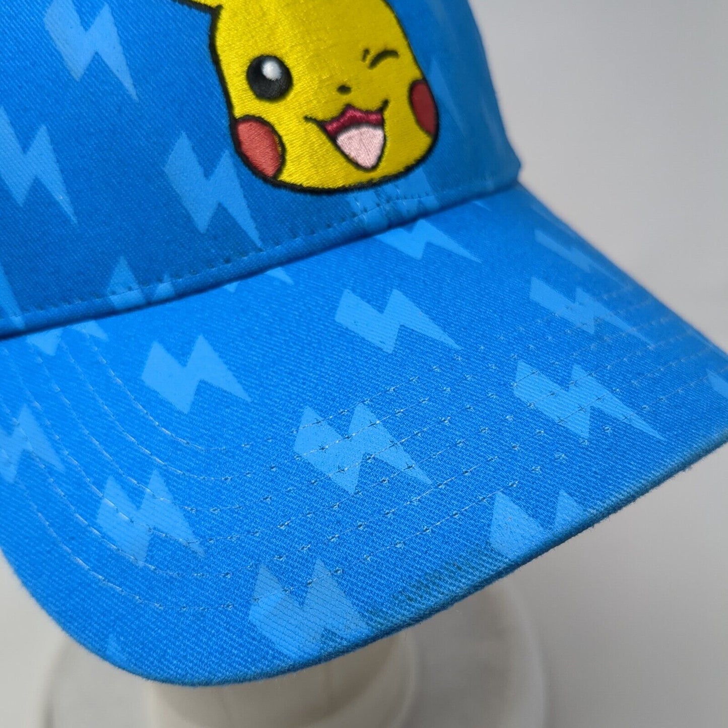 Pikachu Snapback Hat Blue One Size Adjustable Embroidered 6 Panel Pokemon