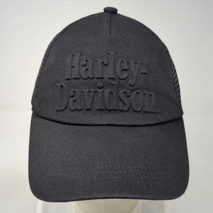 Harley-Davidson Black Trucker Hat One Size Snapback Tonal Embroidered Adjustable