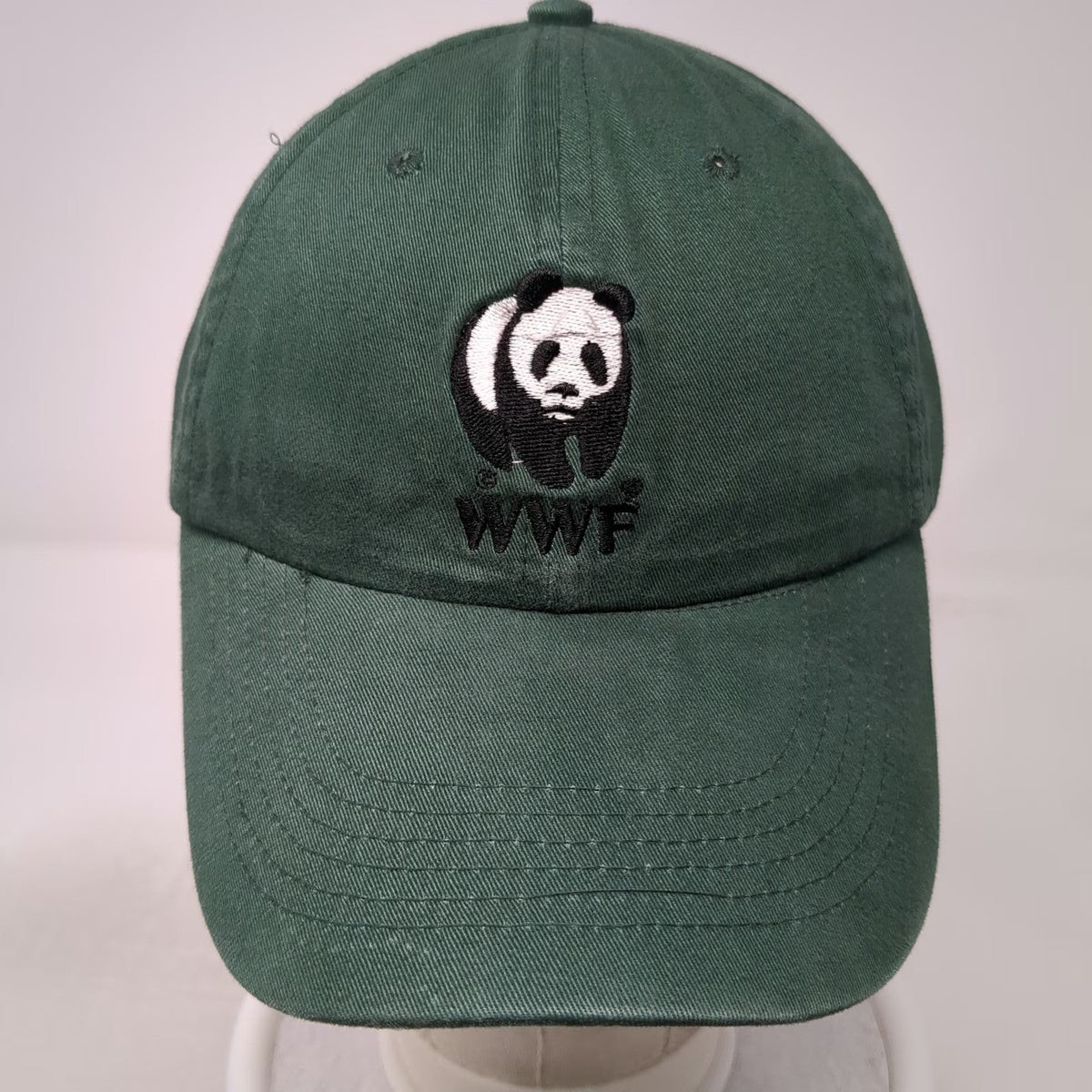 WWF Panda Logo Green Baseball Cap One Size Adjustable Slideback Cotton Hat Eco