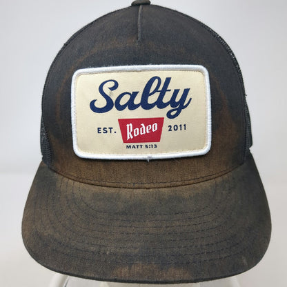 Yupoong Trucker Hat Black OSFM Salty Rodeo Patch Snapback Matt 5:13 Mesh Back