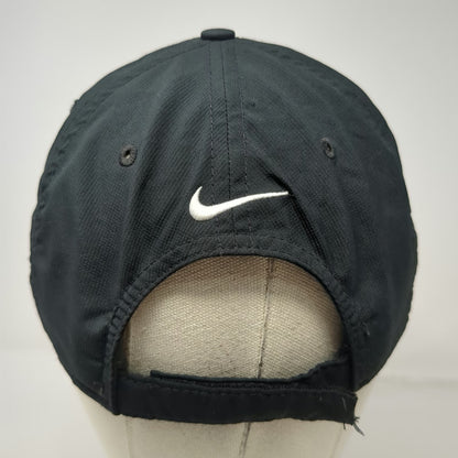 Nike Baseball Cap Black OS Strapback Swoosh Logo Polyester Golf Hat Embroidered