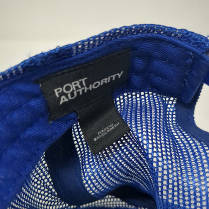 Port Authority Trucker Hat Blue One Size River Edge Mountains Mesh Snapback
