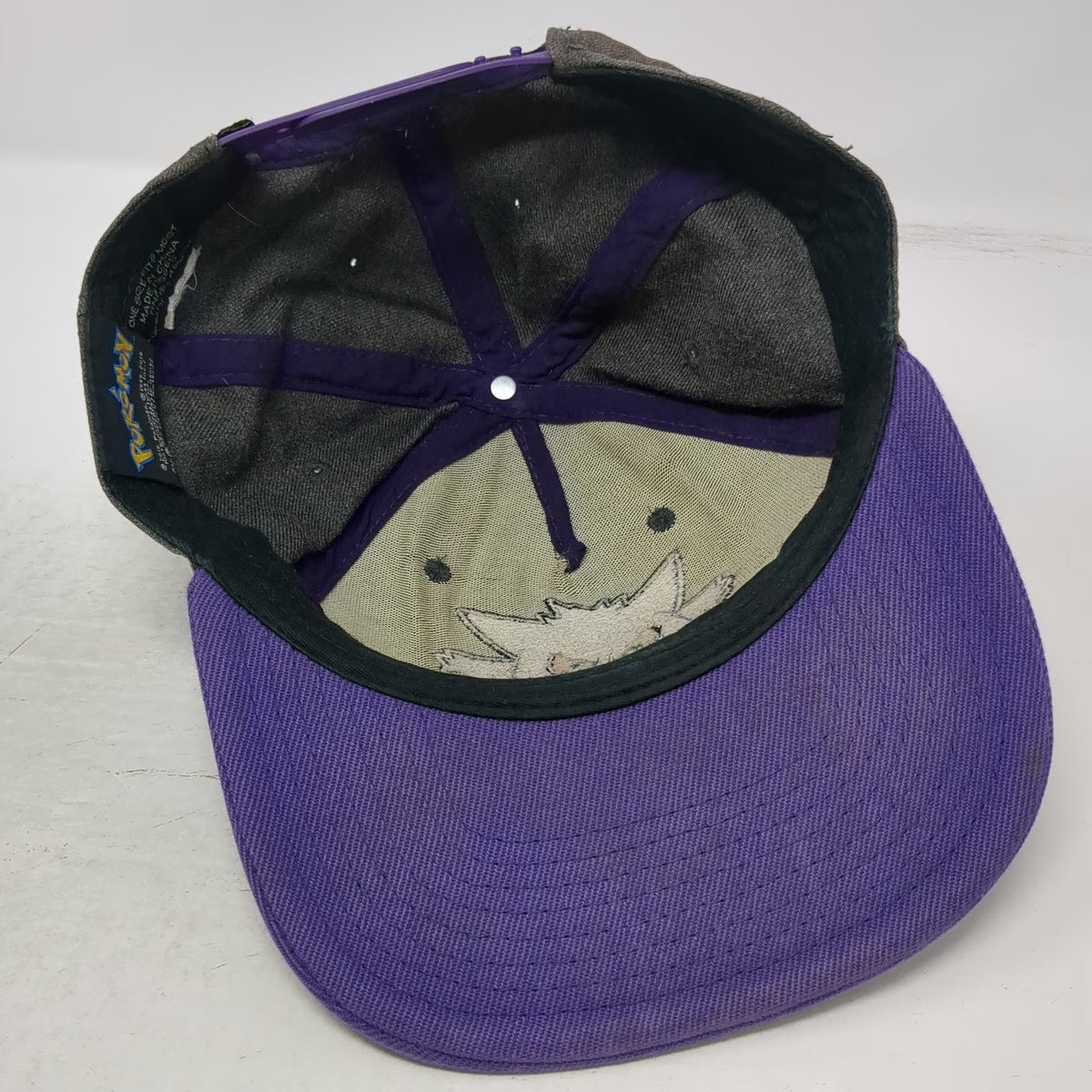 Pokemon Gengar Gray 5 Panel Hat One Size Purple Snapback Character Graphic