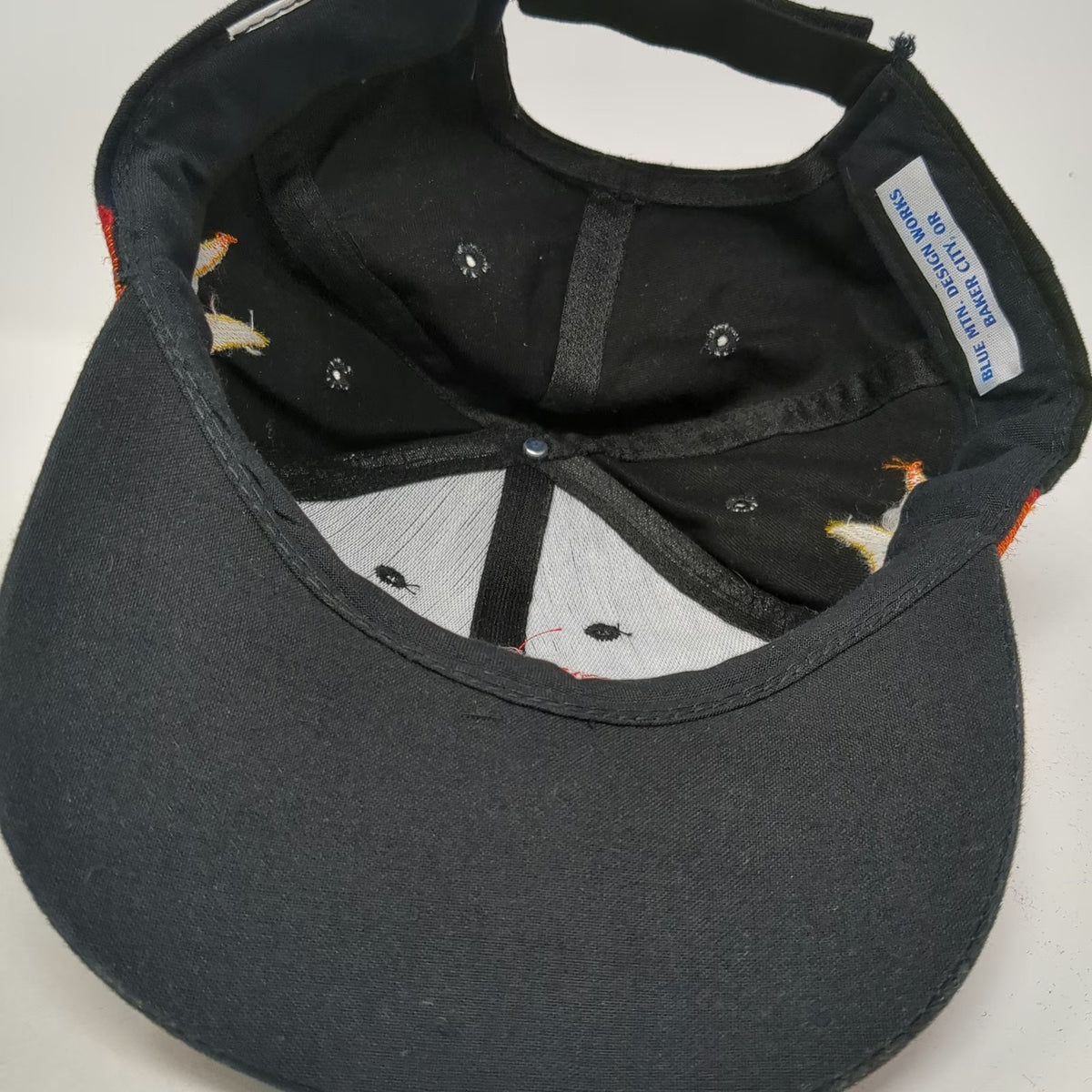 Blue Mtn. Design Works Baseball Cap Black One Size Flames Custom Bowstrings Hat
