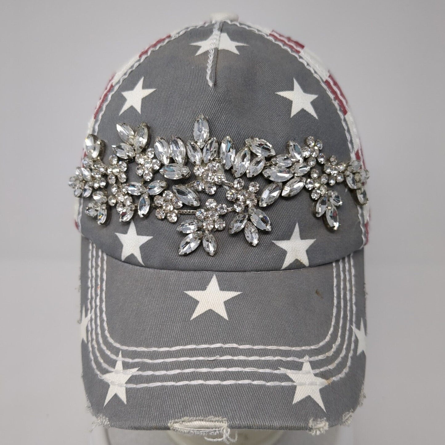 American Flag Bling Snapback Hat Multi One Size Adjustable Embellished