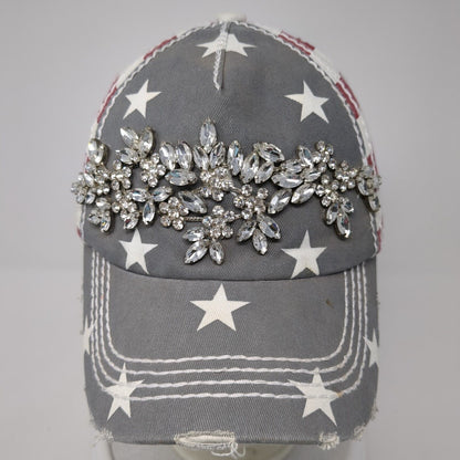 American Flag Bling Snapback Hat Multi One Size Adjustable Embellished